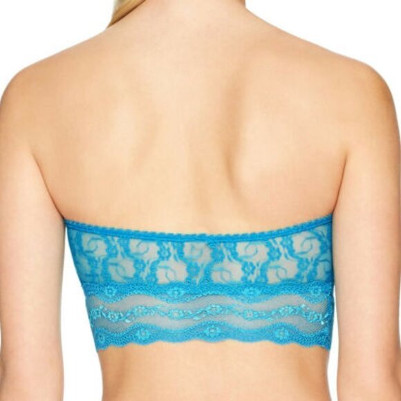 b.tempt'd by Wacoal Peacock Blue Lace Kiss Bandeau‎ Strapless Bra Women's XS NEW - Picture 2 of 10